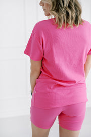 Ladies Shorts and Tee Set in Flamingo