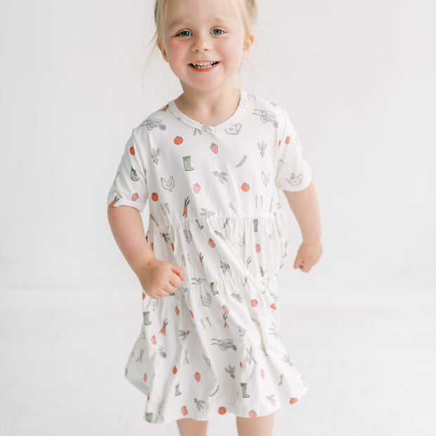Charlotte Tiered Dress in Tiny Gardeners