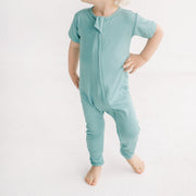 Short Sleeve Bamboo Romper in Agave